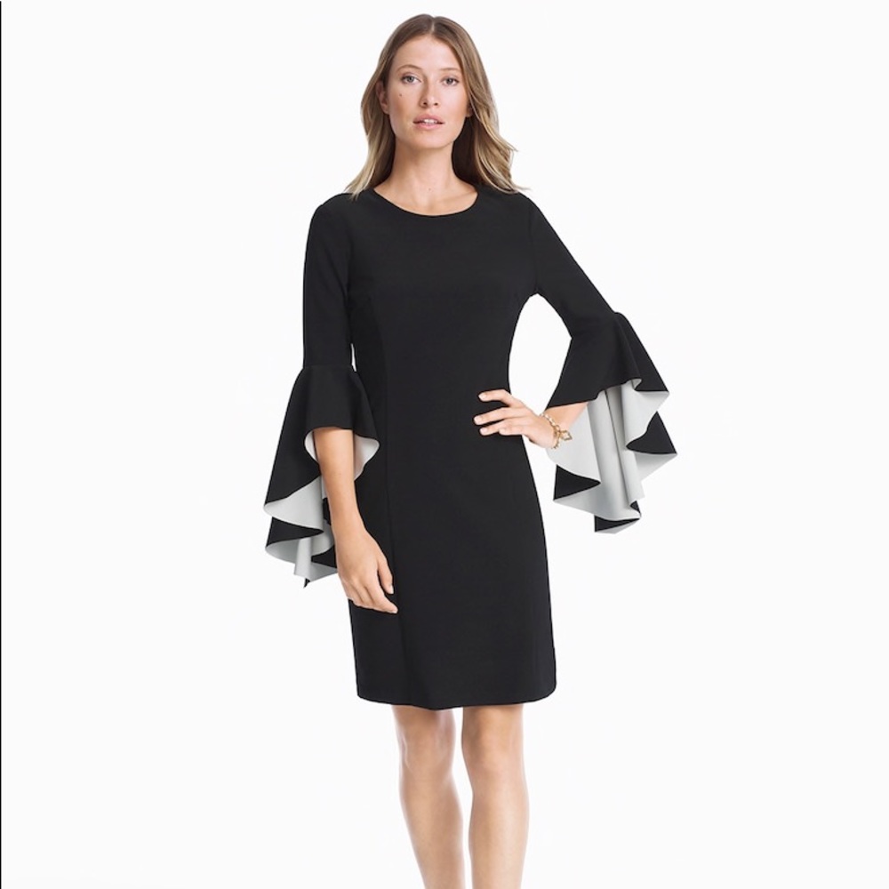Nicole Miller sheath dress with dramatic sleeve